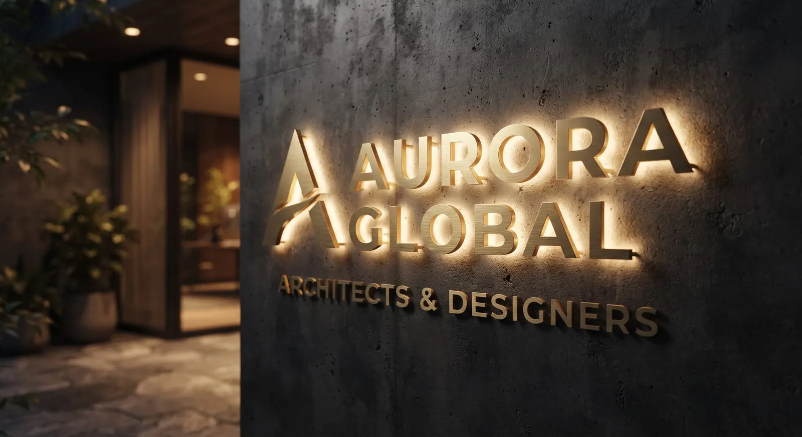 Aluminium gold backlit letters