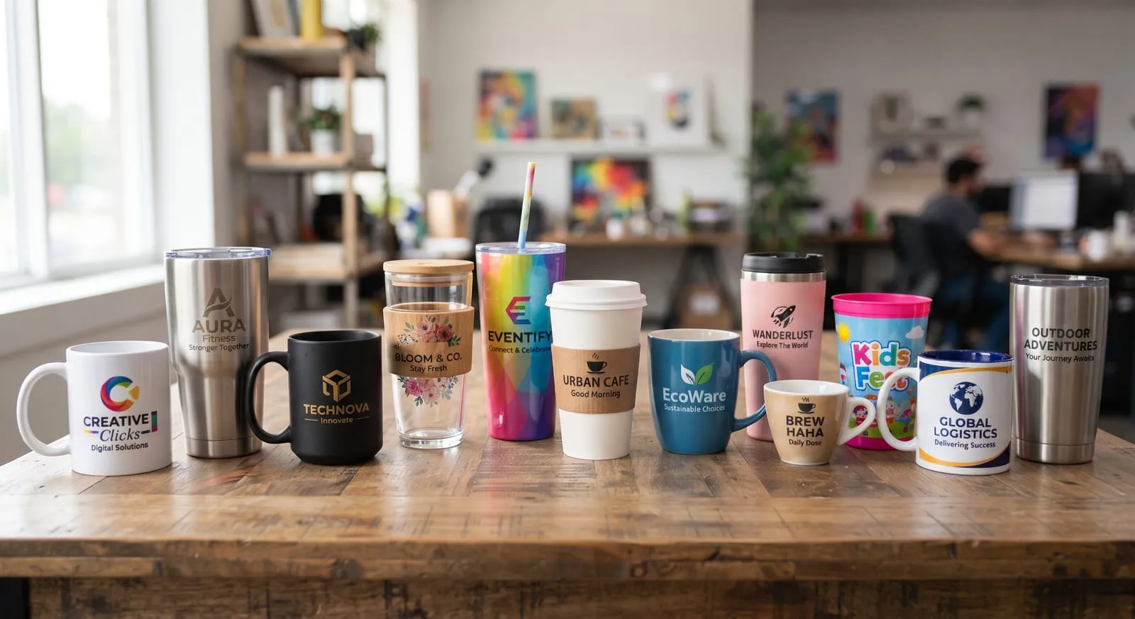 Branded mugs and tumblers