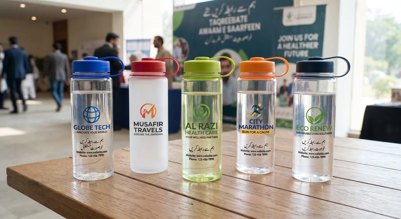 Branded water bottles