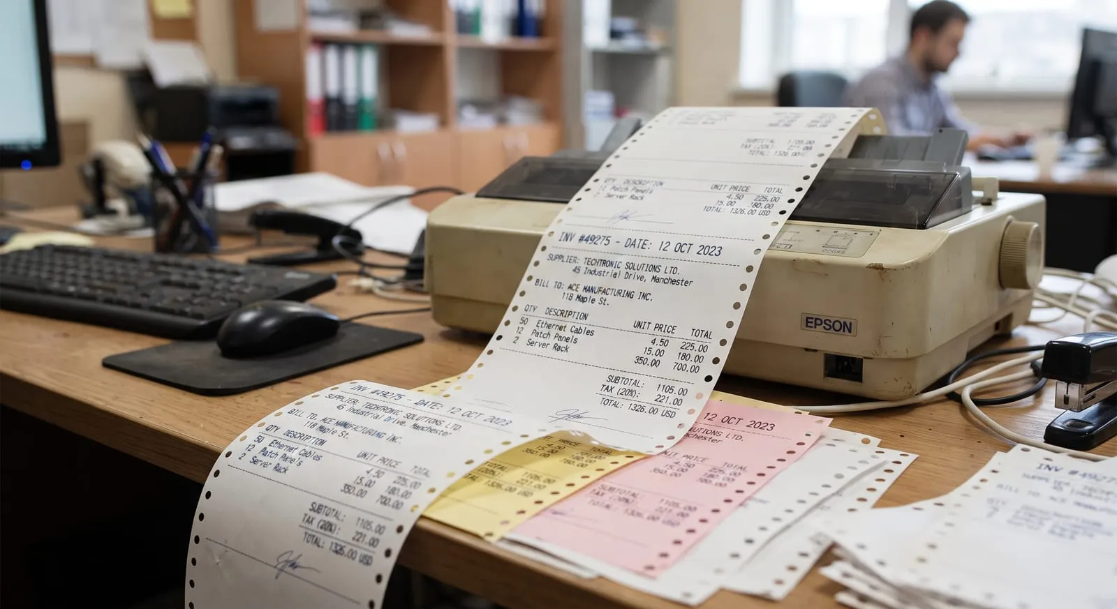 Continuous feed invoice printing