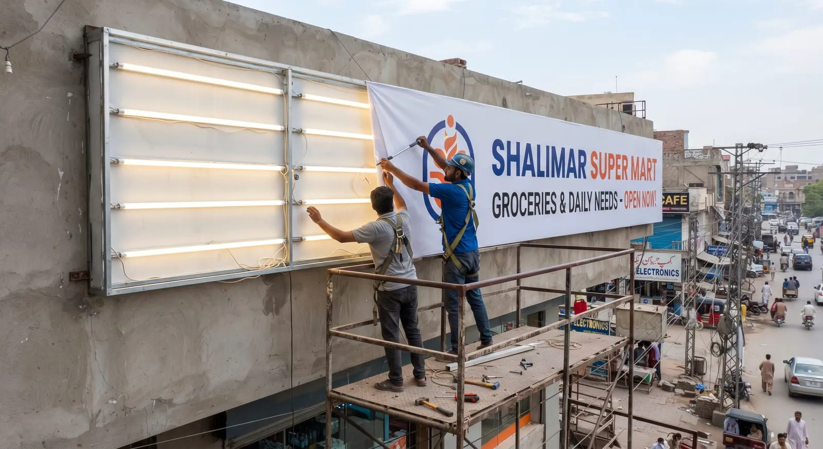 Flex signboard installation
