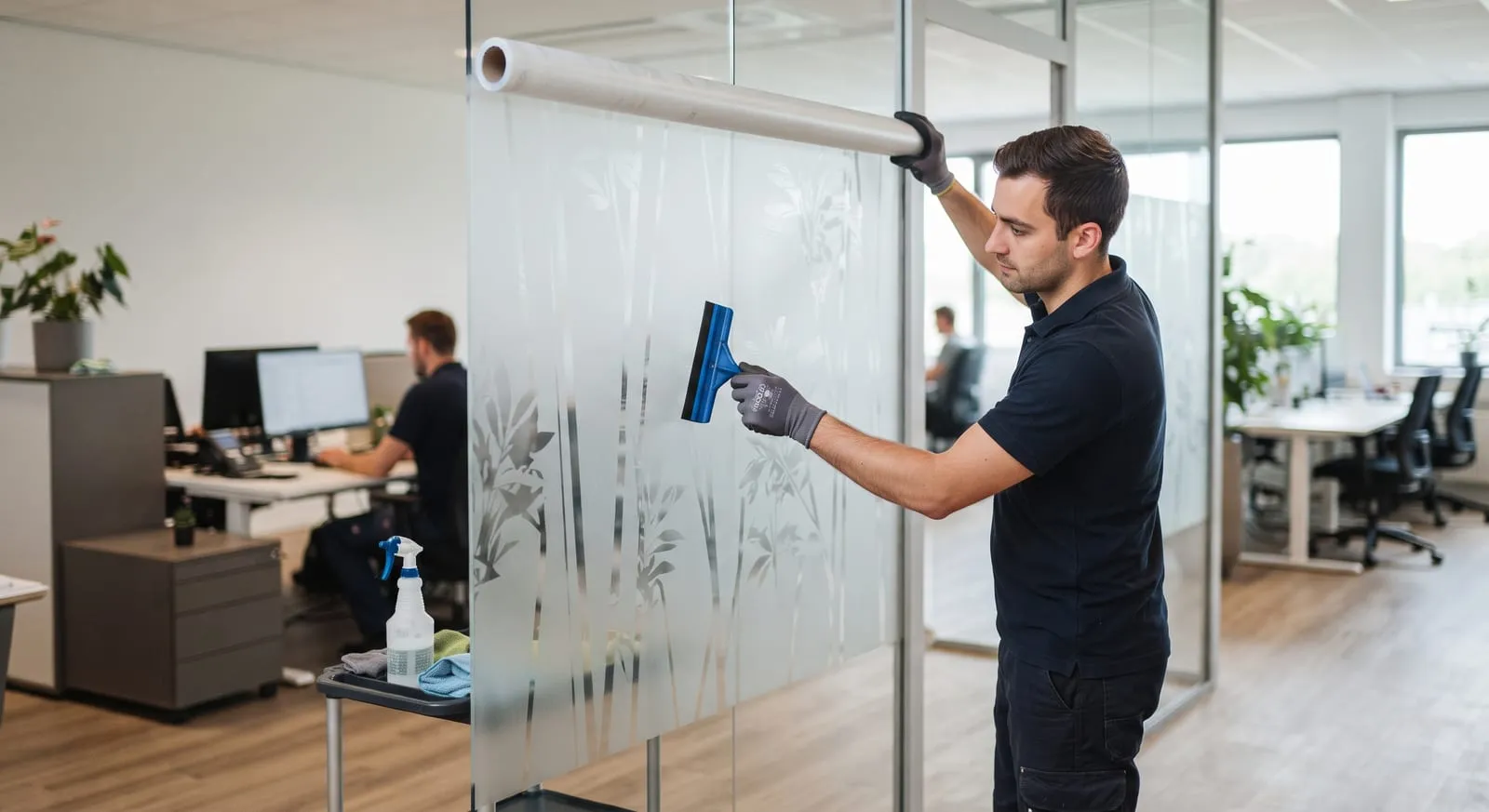 Frosted window film installation