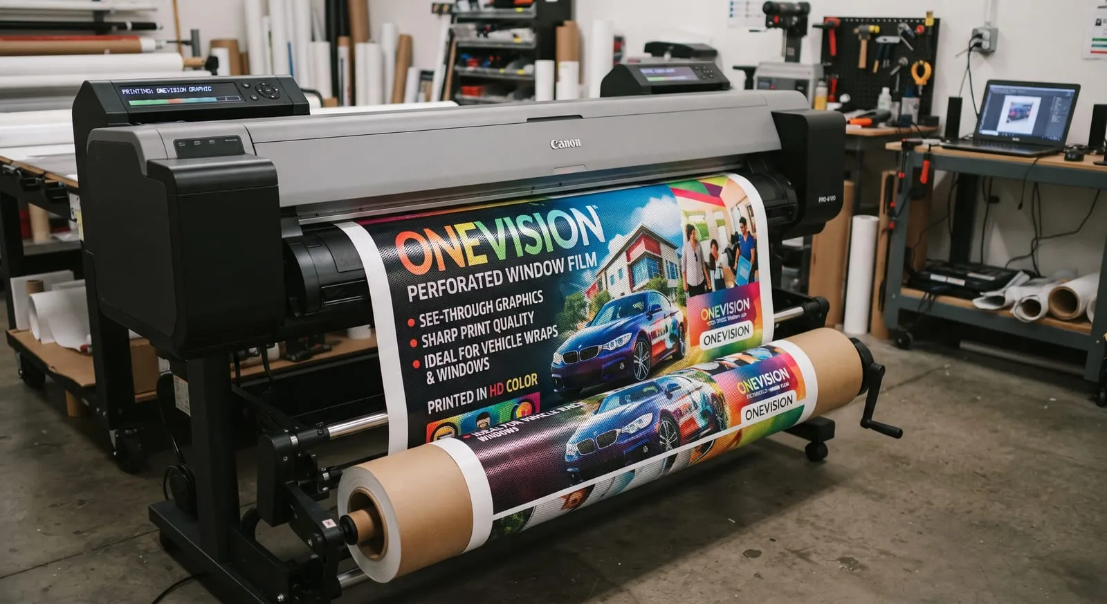 Perforated window film printing