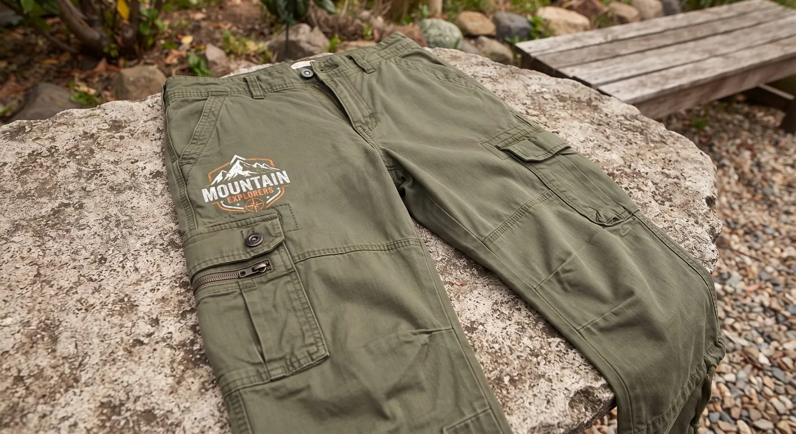 Printed cargo trousers