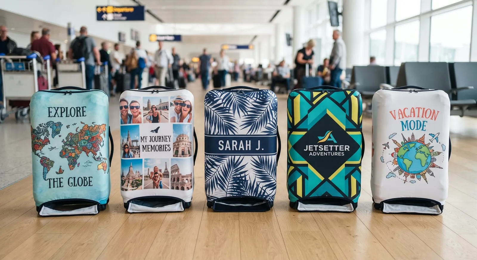 Printed fabric luggage covers